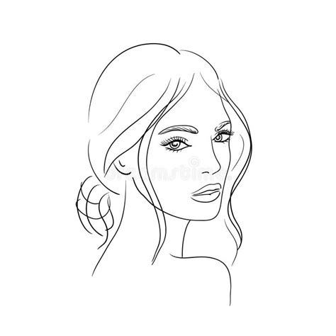 Young Woman Face Logo Vector.Black and White Vector Illustration Stock ...