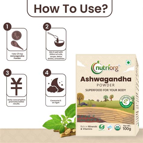 Buy Nutriorg Certified Organic Ashwagandha Powder 100g Online And Get