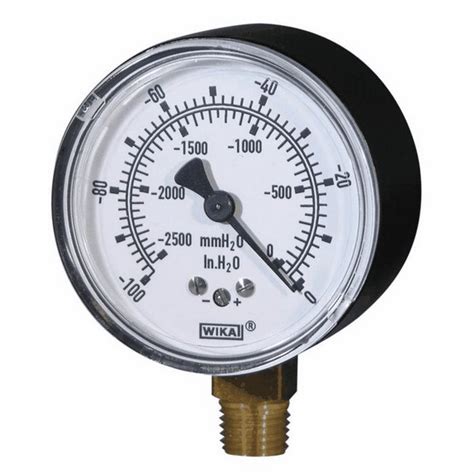 Wika 611 10 2 5 Dual Scale Pressure Gauge 100 Wc And 2500 Mm H2o From