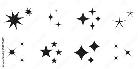 Sparkle Star Vector Icons Stars Collection Sky Objects Blink Vector