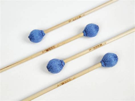 Wrapped Mallets Set Of 4 With Linen Blue Yarn For Xylophone Etsy