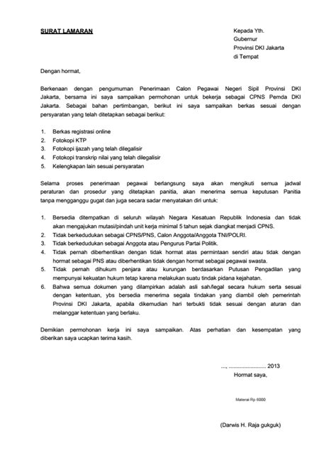 surat lamaran cpns lkpp contoh surat lamaran kerja cpns