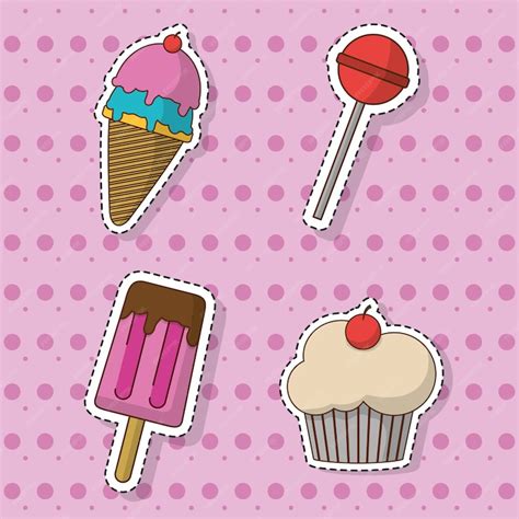 Premium Vector Candy Muffin And Ice Cream