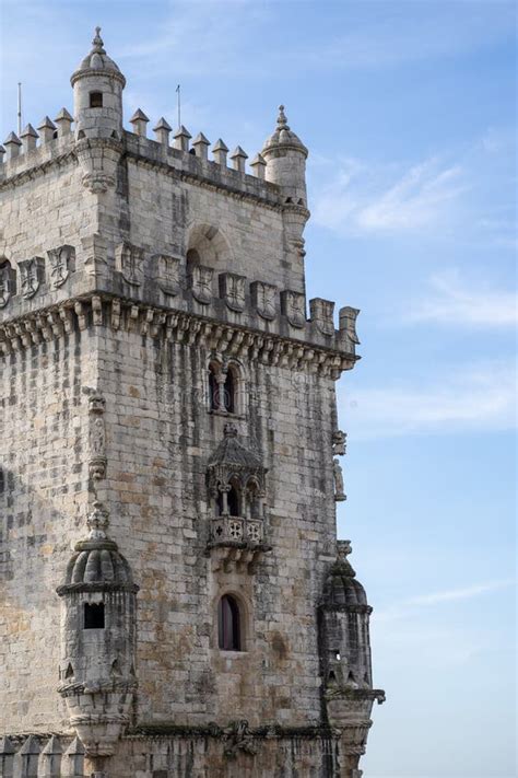 Belem Tower in Lisbon Portugal - Portrait View Close Up Stock Photo - Image of monument ...