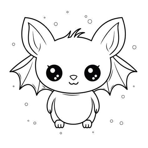 Kawaii Bat Coloring Pages Outline Sketch Drawing Vector Simple Bat