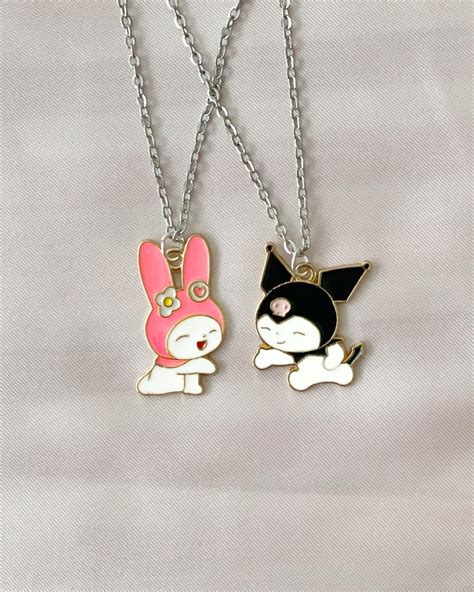 Matching Sanrio Necklaces Set My Melody And Kuromi Kawaii Etsy