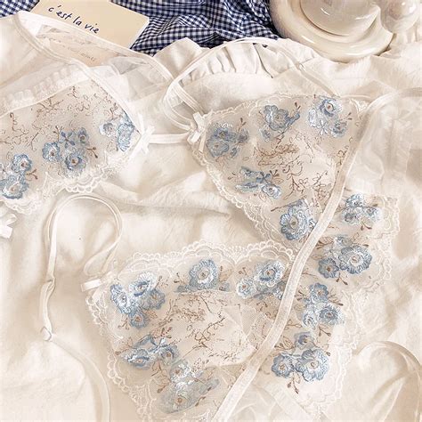 Design Embroidered Mesh Transparent Lingerie Rabbit Ears No Steel Rings Underwear Thin Triangle