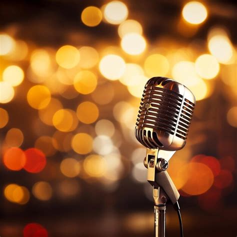 premium ai image  microphone   blurry background  lights ai