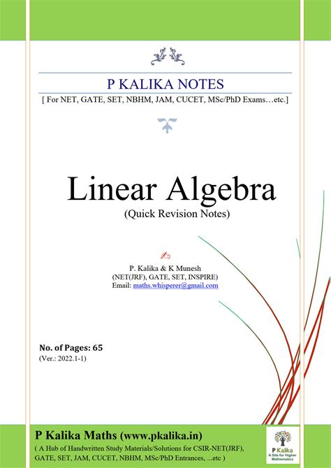 P Kalika Notes Linear Algebra GATE Maths Solution Handwritten Notes