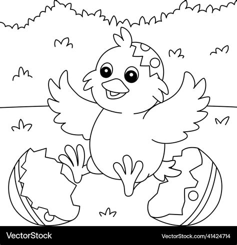 Baby Chick Hatching Coloring Page