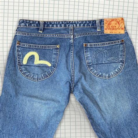 Sick Evisu Blue Denim Long Shorts Cropped Jeans Depop