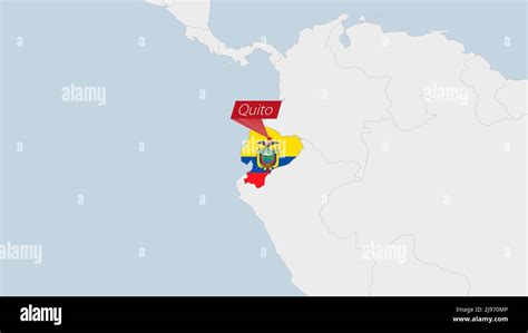 Ecuador map highlighted in Ecuador flag colors and pin of country ...