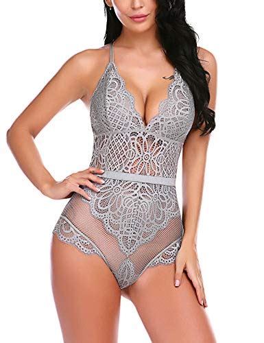 Wearella Women Lingerie One Piece Babydoll Lace Teddy Snap Crotch