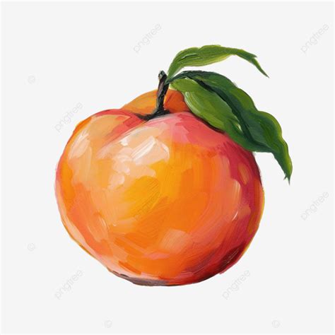 Cute Peach Stationary Sticker Oil Painting Peach Fruit Cute Png