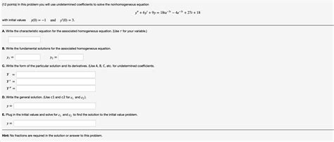 Solved Points In This Problem You Will Use Undetermined Chegg