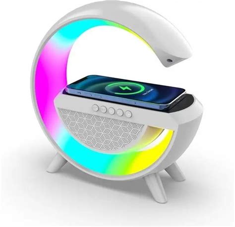Беспроводная колонка ночник с Bluetooth и RGB с беспроводной зарядкой ...