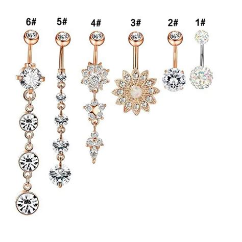 Fashion Gold Color Body Jewelry Zirconia Crystal Flower Belly Button