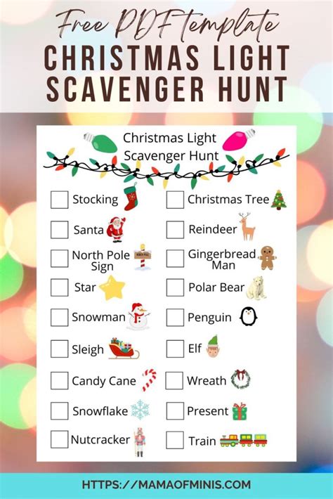 Free Printable Christmas Light Scavenger Hunt PDF