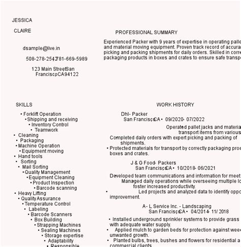 Packer Resume Examples Guide And Writing Tips