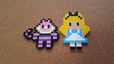 Figurines Alice In Wonders And [pixel Art Beads Hama] Disney Cheshire