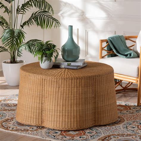 Bali And Pari Palm Boho Coffee Table Natural Rattan Honey