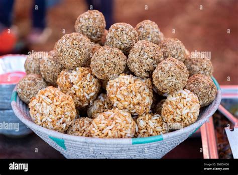 Nepali Sweet Dish Laddu Made Of Puffed Rice And Beaten Rice Selective