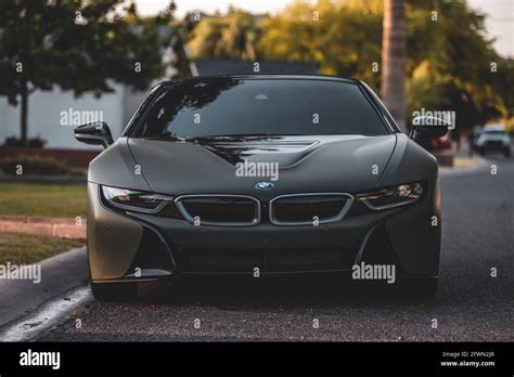 BMW i8 Roadster with matte green wrap Stock Photo - Alamy