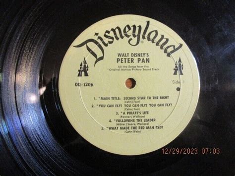 Walt Disney S Peter Pan 1963 Soundtrack LP Disneyland DQ 1206 VG NO