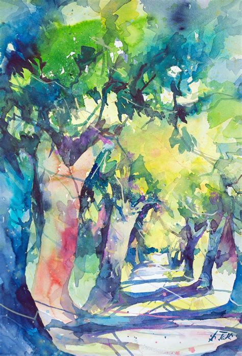 Allee Watercolor Art Journal Watercolor Trees Watercolor Landscape