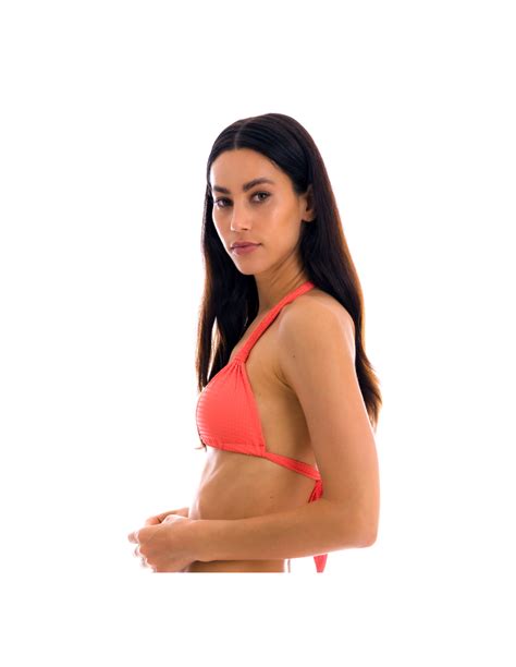 Textured Coral Halter Bikini Top Top Dots Tabata Tri Mel Brand Rio De Sol