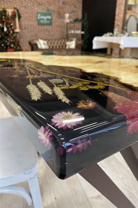 Looking For A Unique And Beautiful Dining Room Table The Resin Top Is Polished To A High Sheen