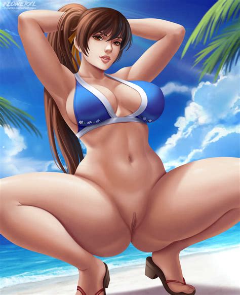 Hentai Boobs 1girl Alluring Bare Legs Beach Big Breasts Bikini Bikini