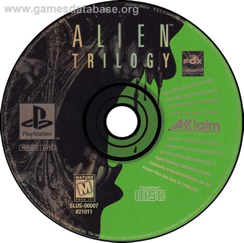 Alien Trilogy Sony Playstation Artwork Disc