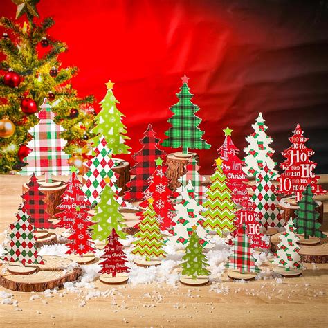 Amazon Suzile 25 Pcs Wooden Christmas Tree Tabletop Decoration 5