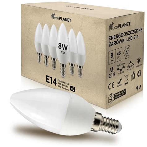 6x Żarówka Led E14 świeczka 8w Barwy Ecoplanet I605 6xep0137 • Cena