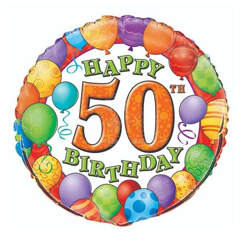 Happy 50th Birthday Vibrant Balloons Foil Balloon 18inch | Party Wholesale