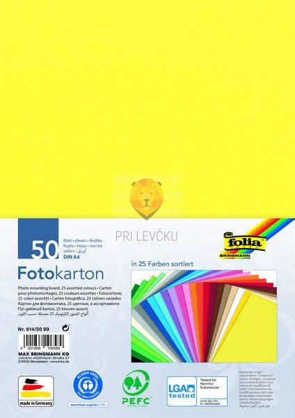 Folia Tonkarton barvni karton A4 300 g m2 različne barve 50 listov