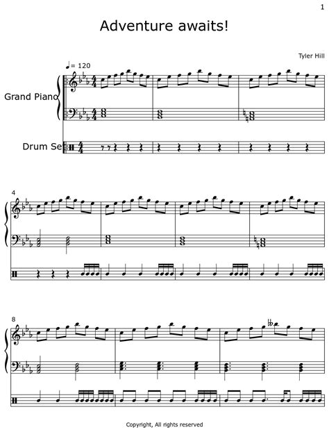 Adventure Awaits Sheet Music For Piano Drum Set