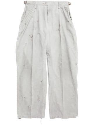 Balenciaga Wide Leg Cotton Trousers Farfetch