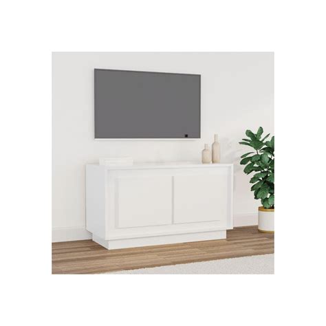 Meuble Tv Blanc Brillant 80x35x45 Cm Bois D ingénierie Vidaxl à Prix