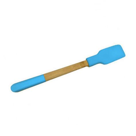 POP Mini Spatule En Silicone Manche En Bambou PEBBLY Bleu La Casserolerie