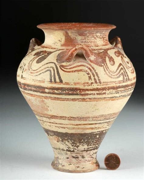 Fine Greek Mycenaean Bi Chrome Pottery Pithos