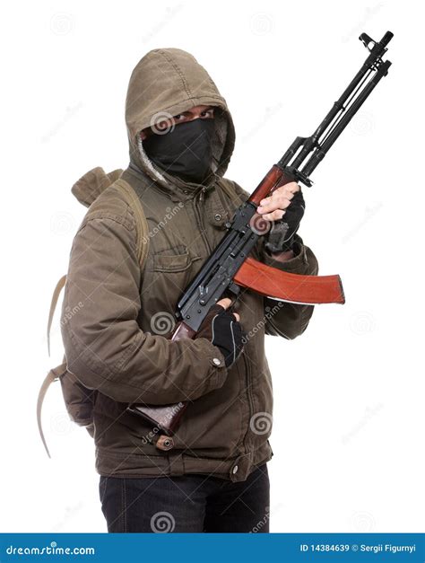 Terrorist with weapon stock image. Image of power, military - 14384639