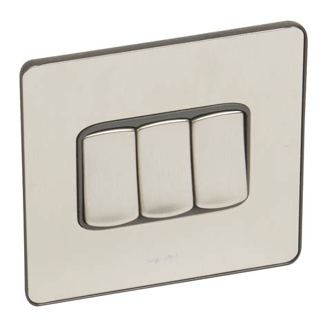 Synergy Sleek 3 Gang 2 Way Switch 20AX Brushed Stainless Steel