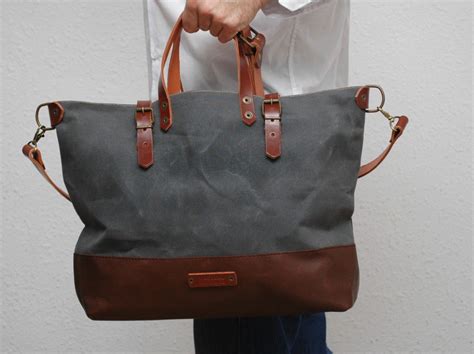 Extra Largewaxed Canvas Bagtote Bag With Leather Handles Etsy Waxed Canvas Bag Canvas Bag