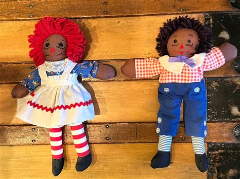 Vintage Raggedy Ann And Andy African American Cloth Dolls Etsy