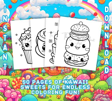 Kawaii Sweets Coloring Pages Digital Download Printable Pdf Etsy Canada