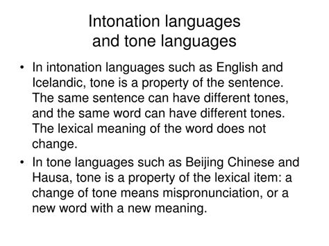 Ppt Intonation Languages And Tone Languages Powerpoint Presentation