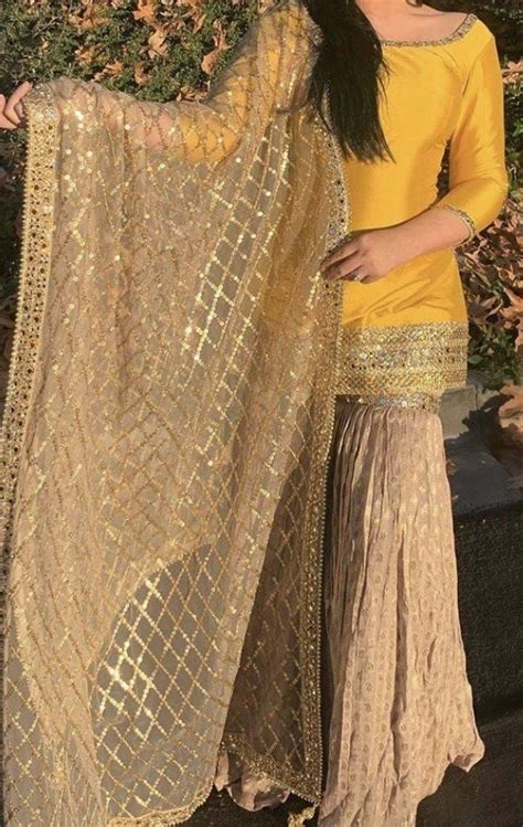 Custom Stitched Golden Yellow Sharara Dress Party Wear Sharara Etsy