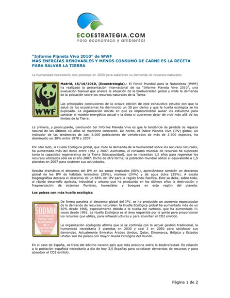 Informe Planeta Vivo 2010